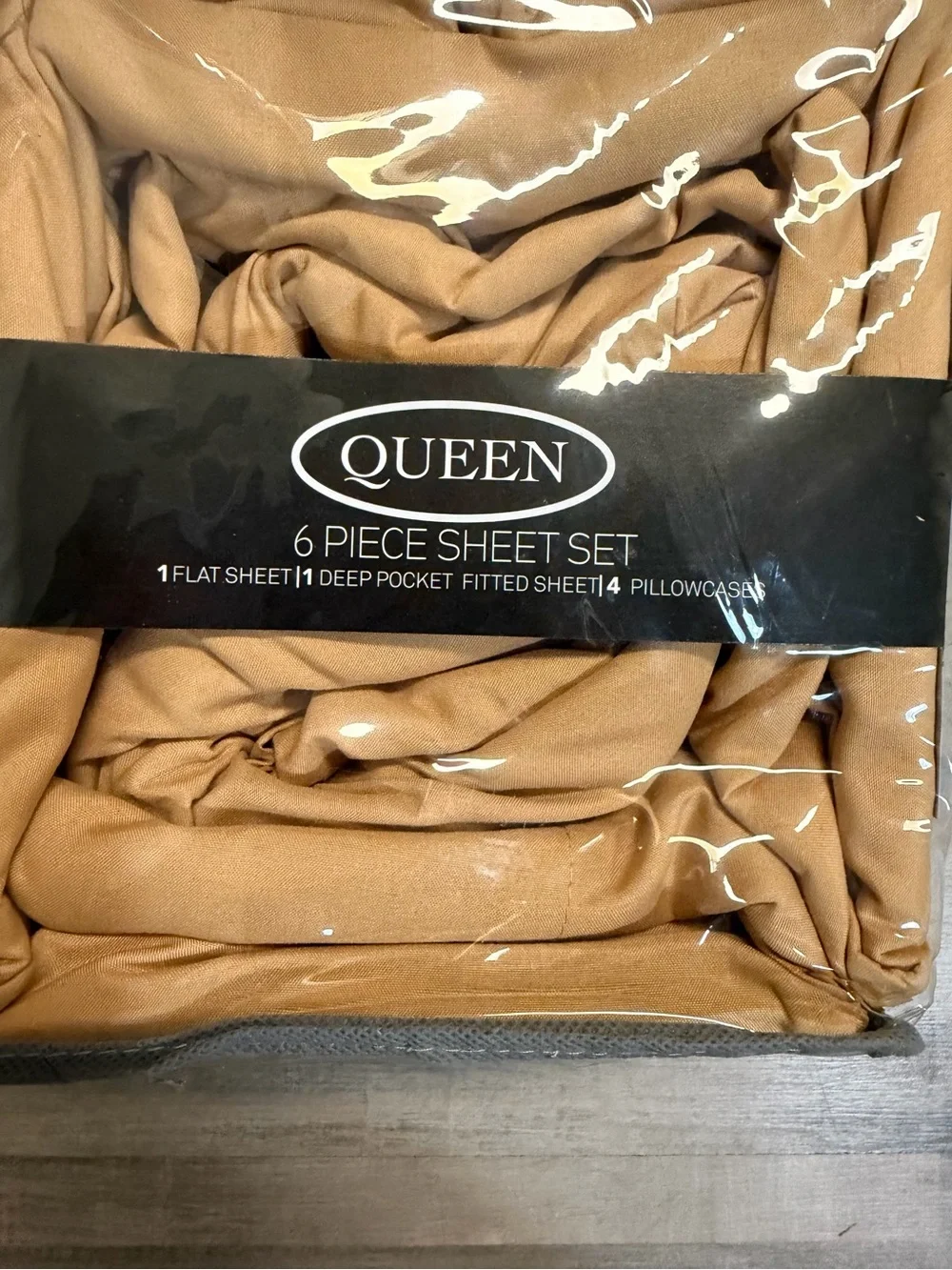 Golden Linen Bamboo Essence Queen 6-Piece Sheet Set Gold Deep Pocket New